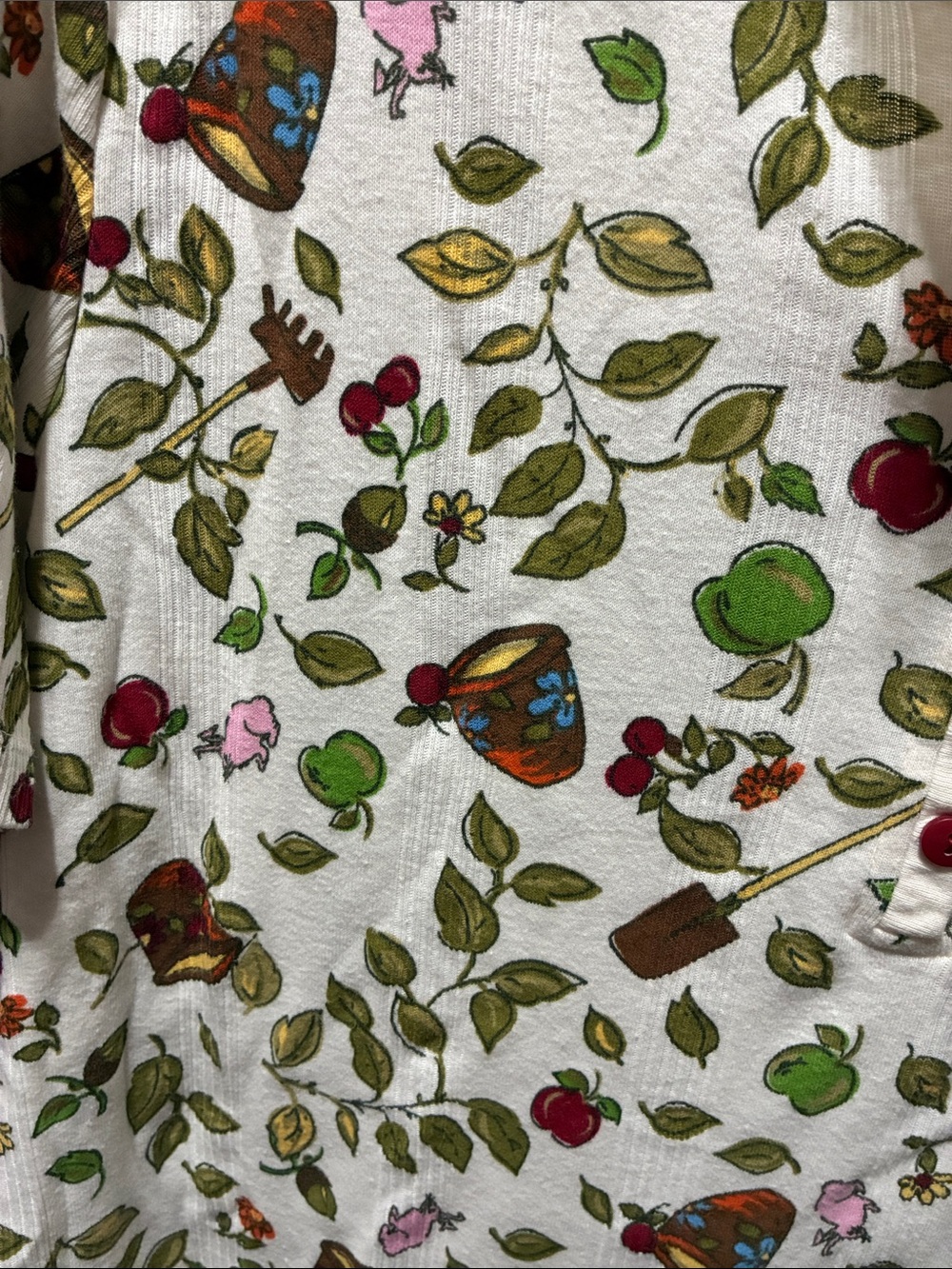 Women’s vintage 1X cream short sleeve Tee with Garden Print - Picture 8 of 8